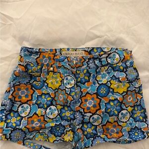 Emilio Pucci High Waist Floral Shorts - Blue, Orange, Yellow